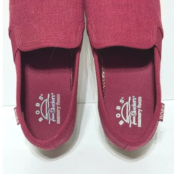 Skechers Bobs Women’s Size 7.5 Flexpadrille Slip On Canvas Shoes Rubber Sole Red - Picture 7 of 12